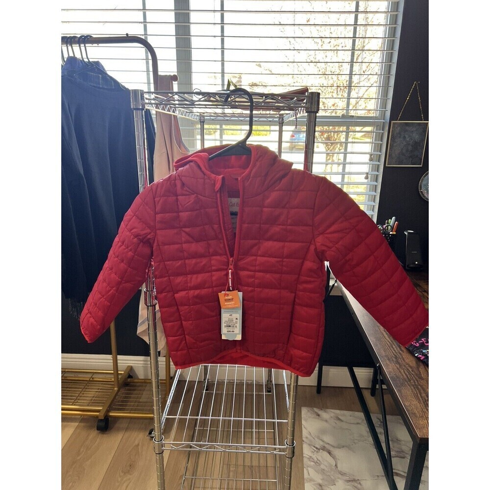 Cat & Jack Red Quilted Puffer Jacket with Hood